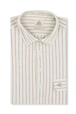 OOTO Polera de algodón con lino Marfil Outlet