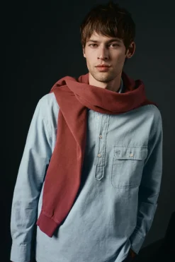 OOTO Polera de algodón con lino Azul Clearance