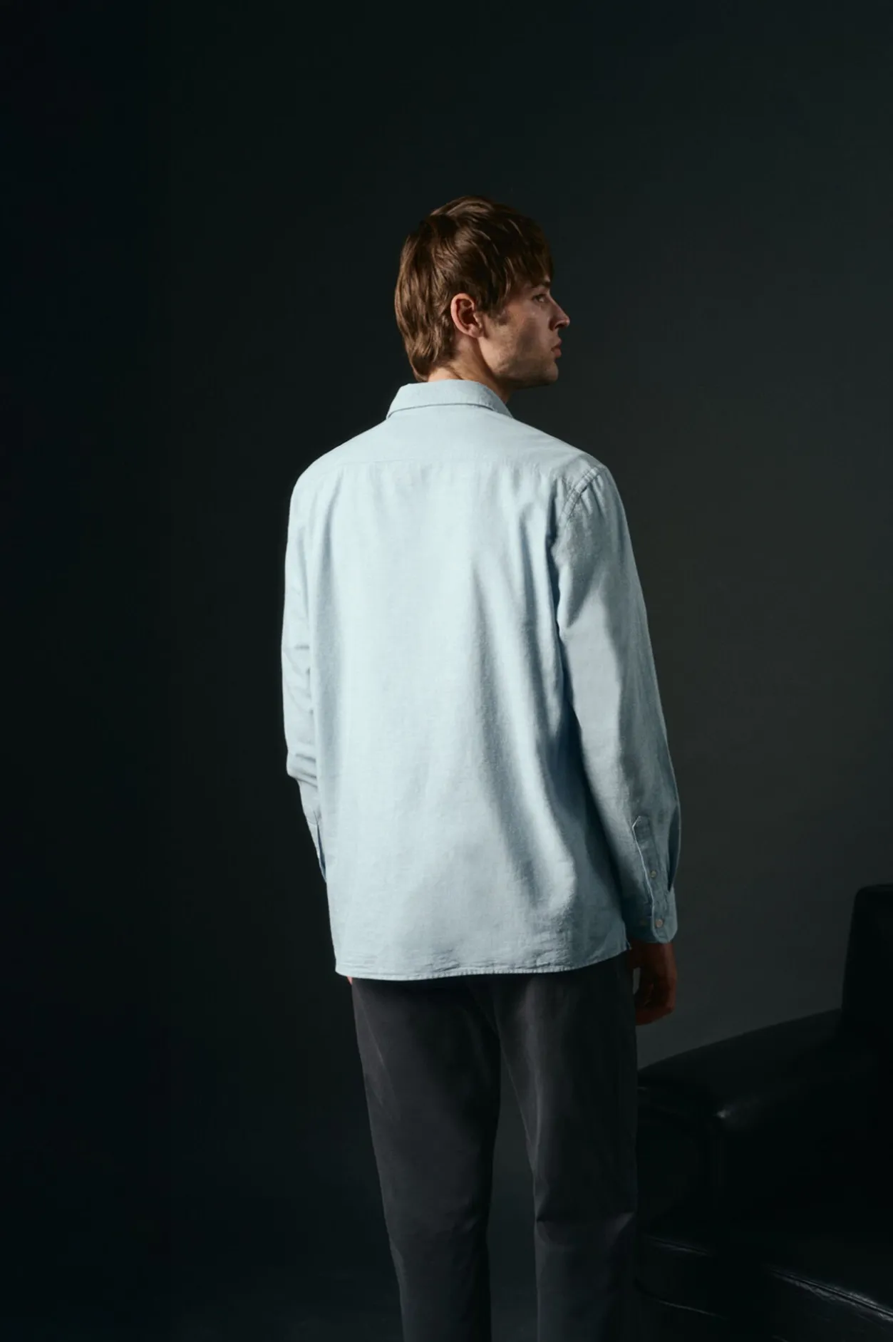 OOTO Polera de algodón con lino Azul Clearance