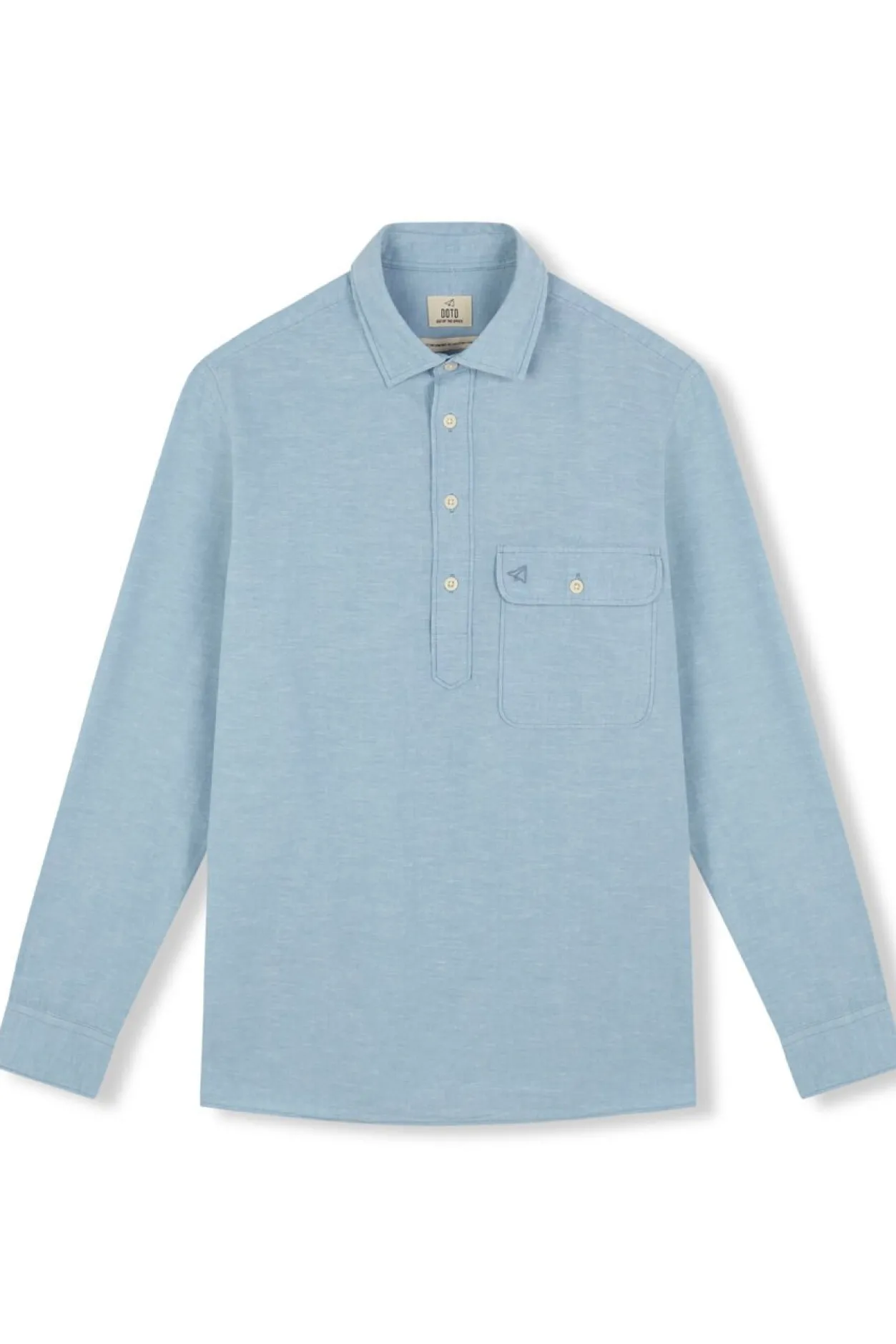 OOTO Polera de algodón con lino Azul Clearance