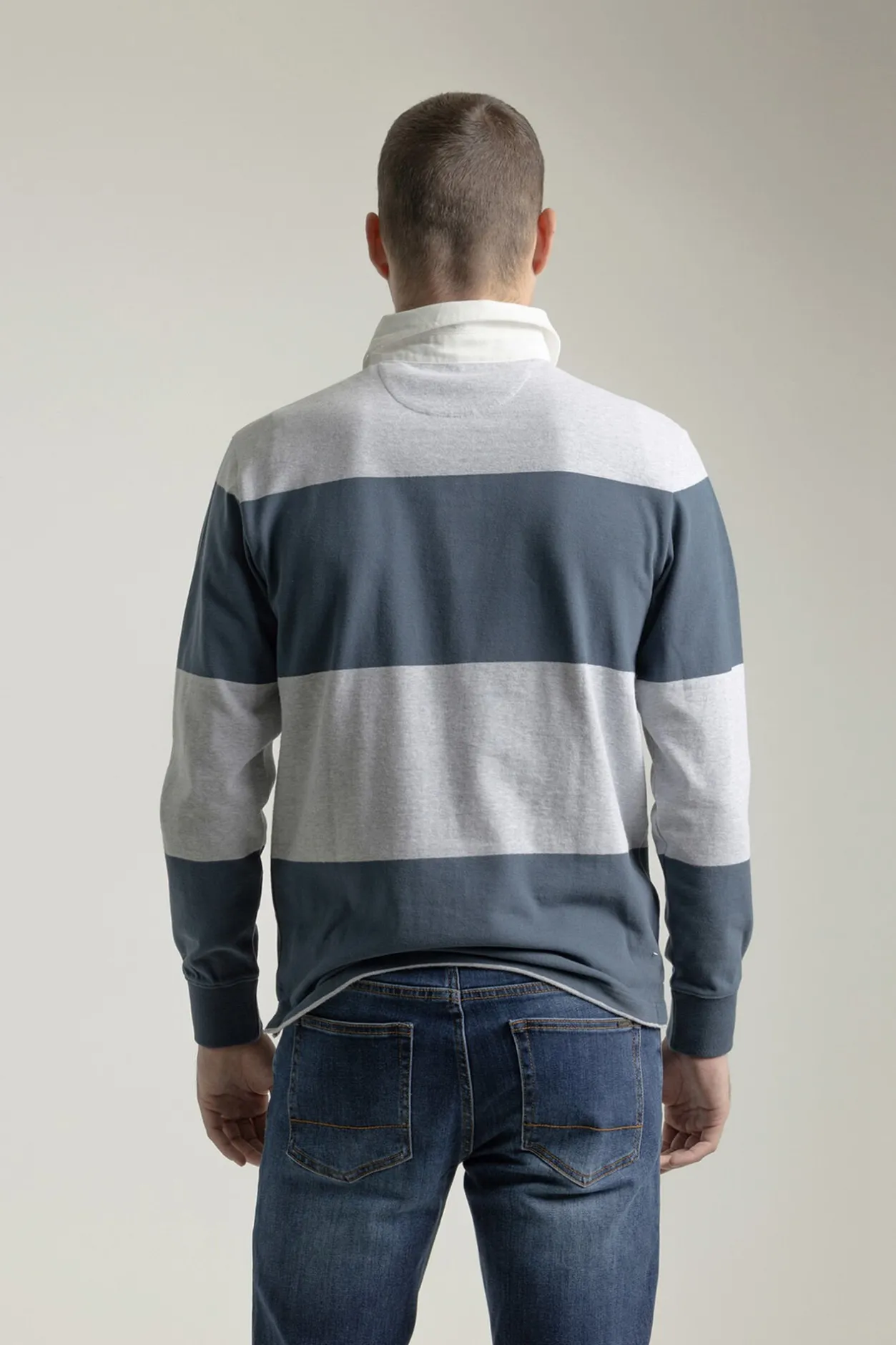 PuroEGO Polo algodón rugby franjas Azul oscuro Online