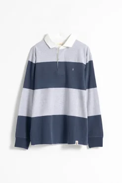 PuroEGO Polo algodón rugby franjas Azul oscuro Online