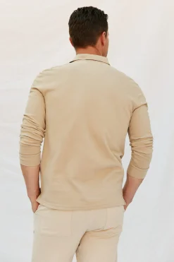Cortefiel Polo básico manga larga Beige Clearance