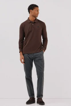 Cortefiel Polo básico manga larga Marr&oacute;n oscuro Outlet