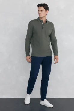 Pedro del Hierro Polo básico manga larga Verde Hot