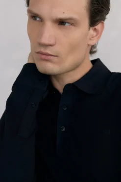 Pedro del Hierro Polo básico manga larga Negro Sale