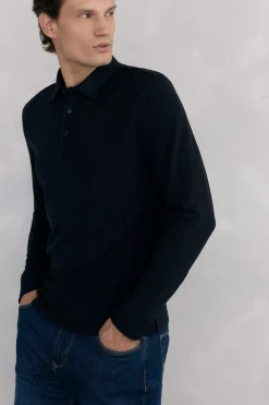 Pedro del Hierro Polo básico manga larga Negro Sale