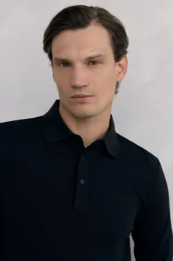 Pedro del Hierro Polo básico manga larga Negro Sale