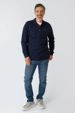 Privata Polo básico manga larga Azul marino