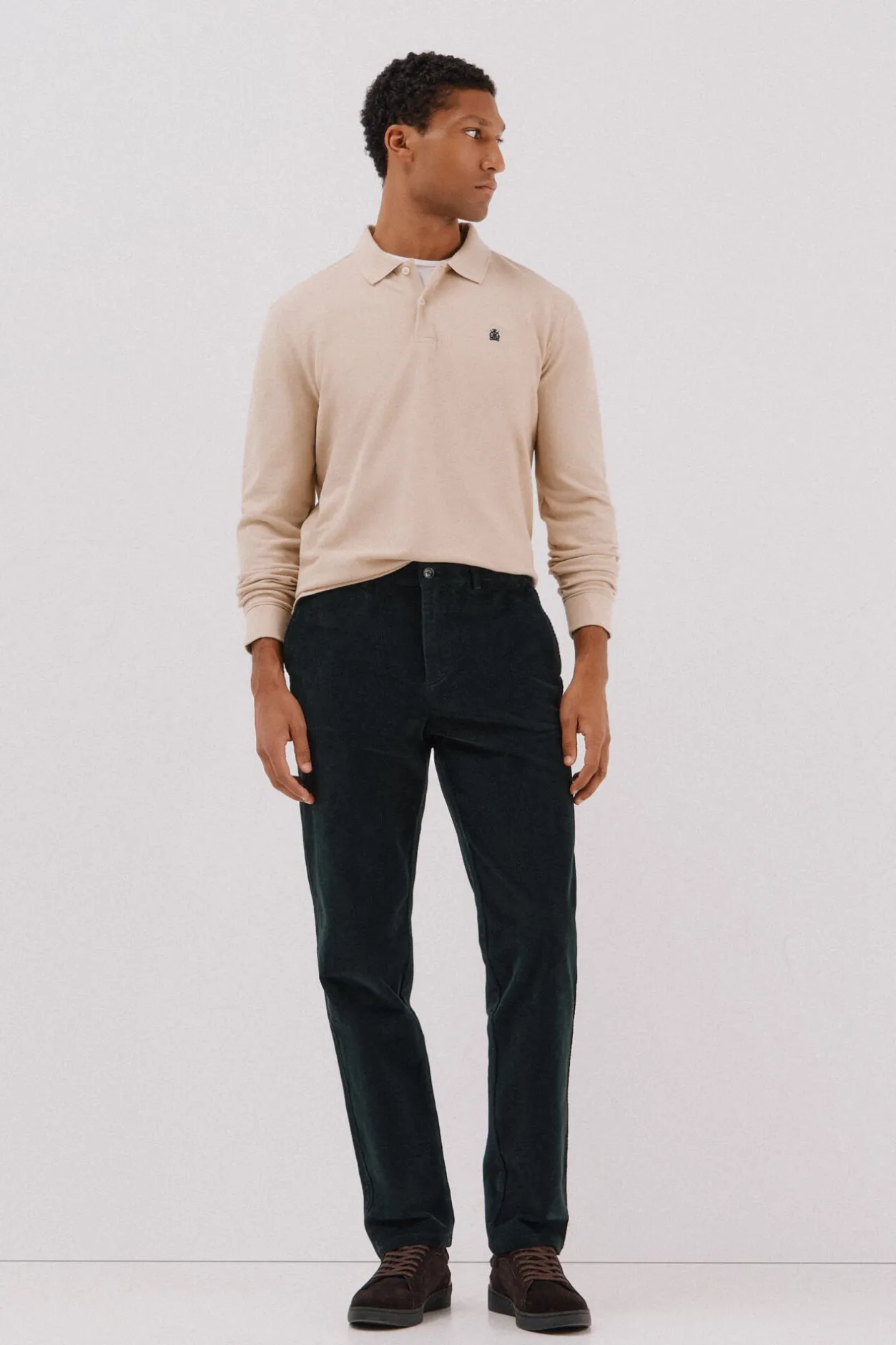 Cortefiel Polo básico manga larga Beige Clearance