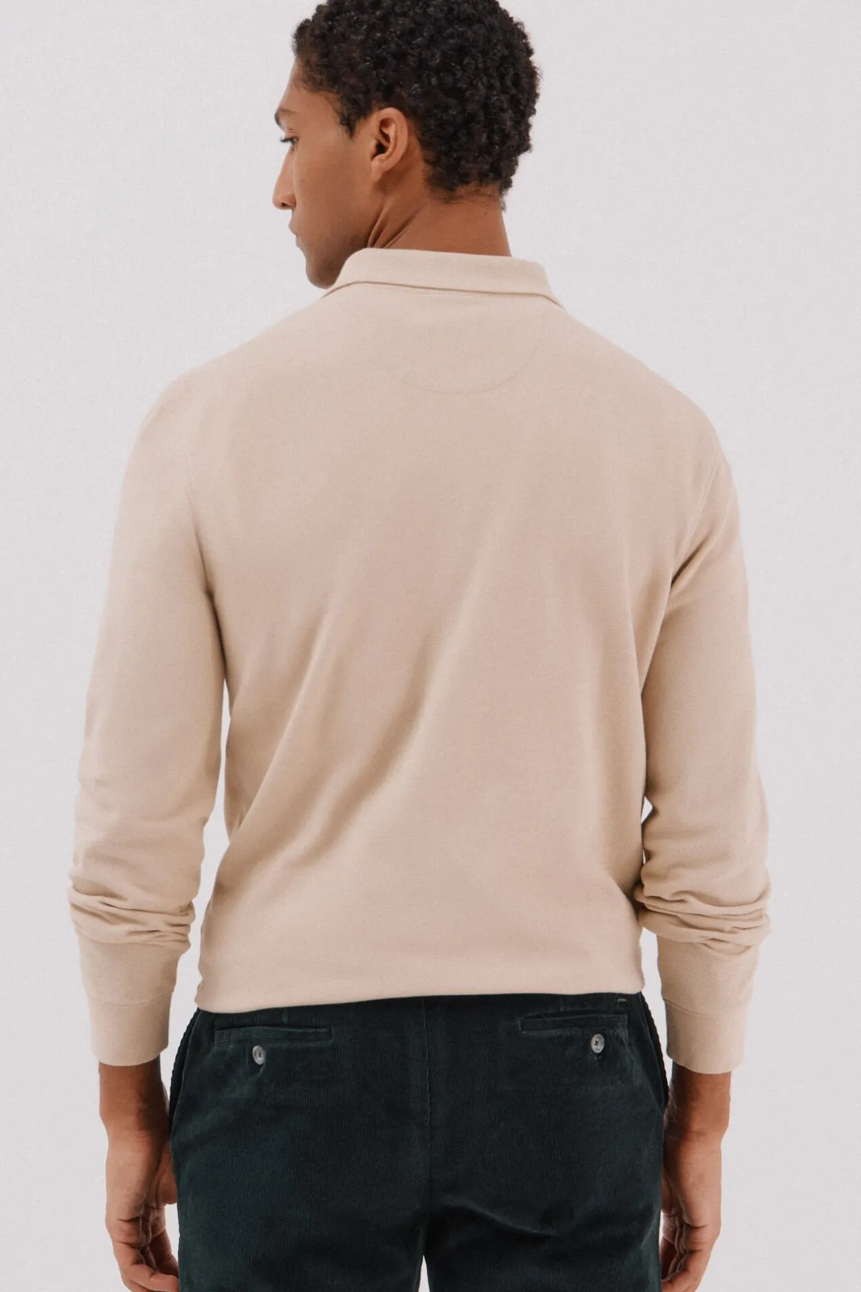 Cortefiel Polo básico manga larga Beige Clearance