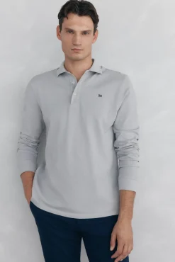 Pedro del Hierro Polo básico manga larga Gris Outlet