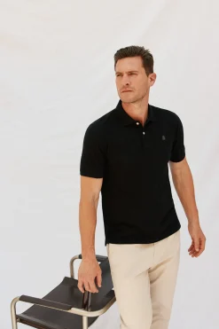 Cortefiel Polo básico piqué Negro Outlet