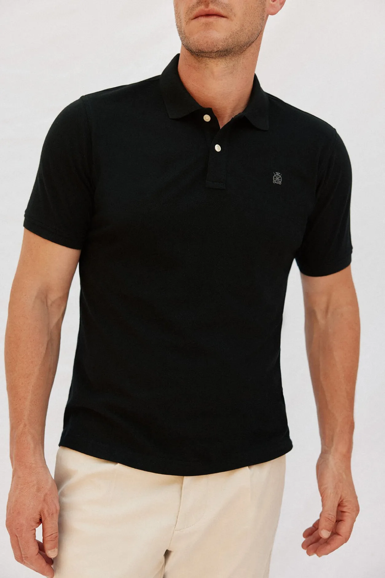 Cortefiel Polo básico piqué Negro Outlet
