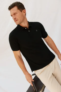 Cortefiel Polo básico piqué Negro Outlet
