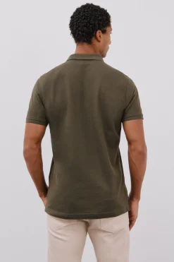 Cortefiel Polo básico slim Kaki Clearance