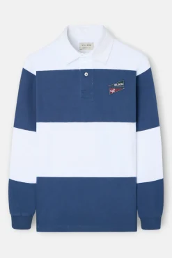 Silbon Polo clásico rugby rayas Azul Hot