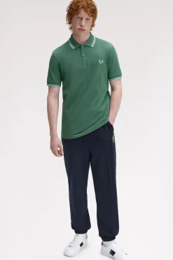 Fred Perry Polo de hombre de piqué de manga corta Verde New