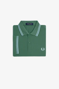Fred Perry Polo de hombre de piqué de manga corta Verde New
