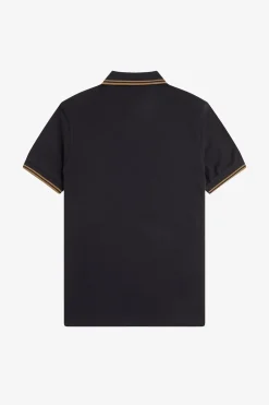 Fred Perry Polo de hombre de piqué de manga corta Negro Outlet