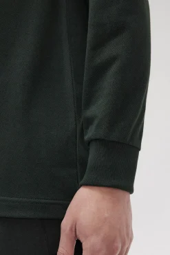 Fred Perry Polo de hombre de piqué de manga larga Verde oscuro Best