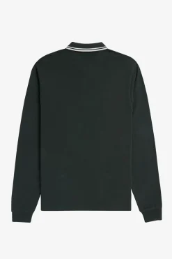 Fred Perry Polo de hombre de piqué de manga larga Verde oscuro Best
