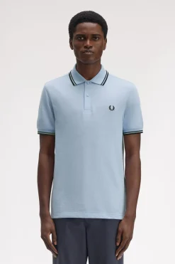 Fred Perry Polo de hombre de piqué de manga corta Azul Discount
