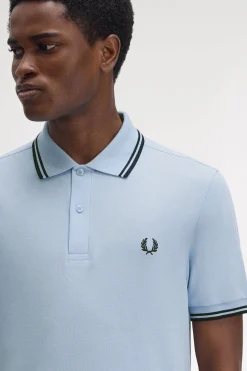 Fred Perry Polo de hombre de piqué de manga corta Azul Discount