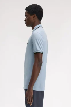 Fred Perry Polo de hombre de piqué de manga corta Azul Discount
