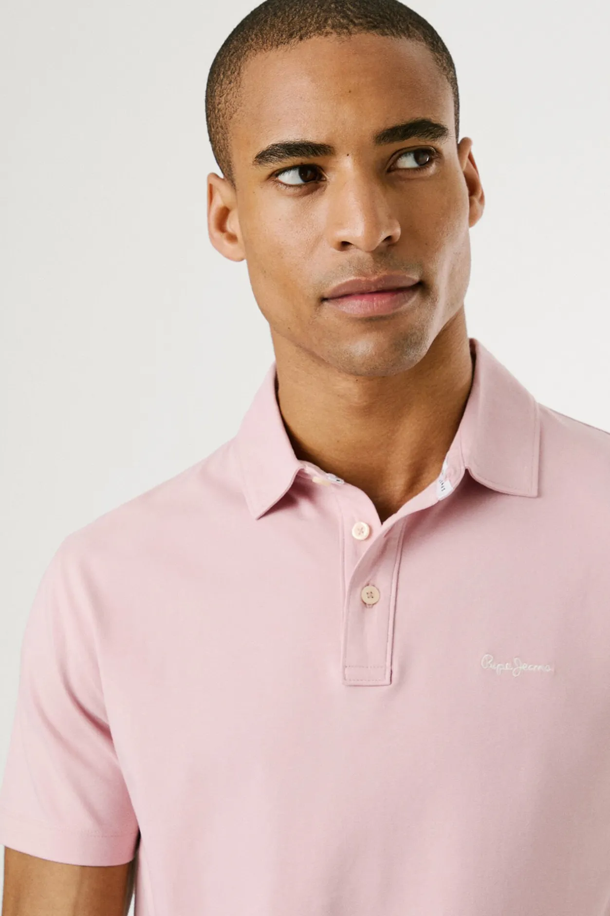 Pepe Jeans Polo de manga corto con triple botón y logo en el pecho rosa New