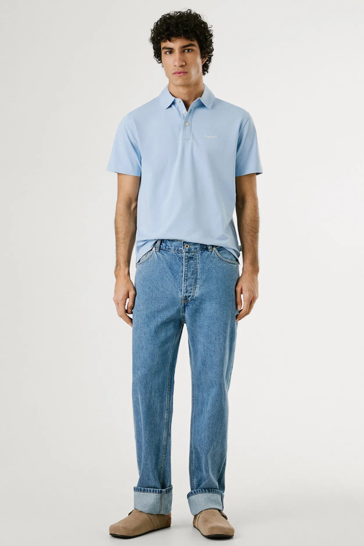 Pepe Jeans Polo de manga corto con triple botón y logo en el pecho azul