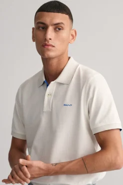 Gant Polo de piqué en contraste Marfil Discount