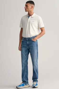 Gant Polo de piqué en contraste Marfil Discount