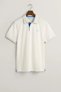Gant Polo de piqué en contraste Marfil Discount