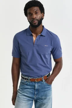 Gant Polo de piqué en contraste Azul Discount