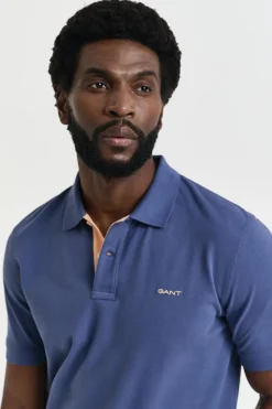 Gant Polo de piqué en contraste Azul Discount