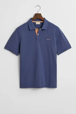 Gant Polo de piqué en contraste Azul Discount