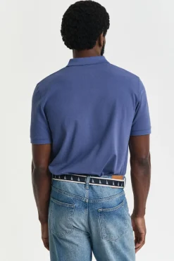 Gant Polo de piqué en contraste Azul Discount
