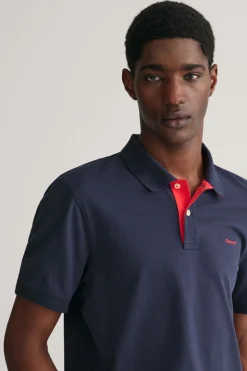 Gant Polo de piqué en contraste Azul marino Best