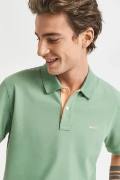 Gant Polo de piqué en contraste Kaki Clearance