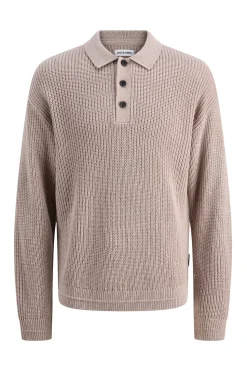 Jack & Jones Polo de punto con cuello abotonado gris Online