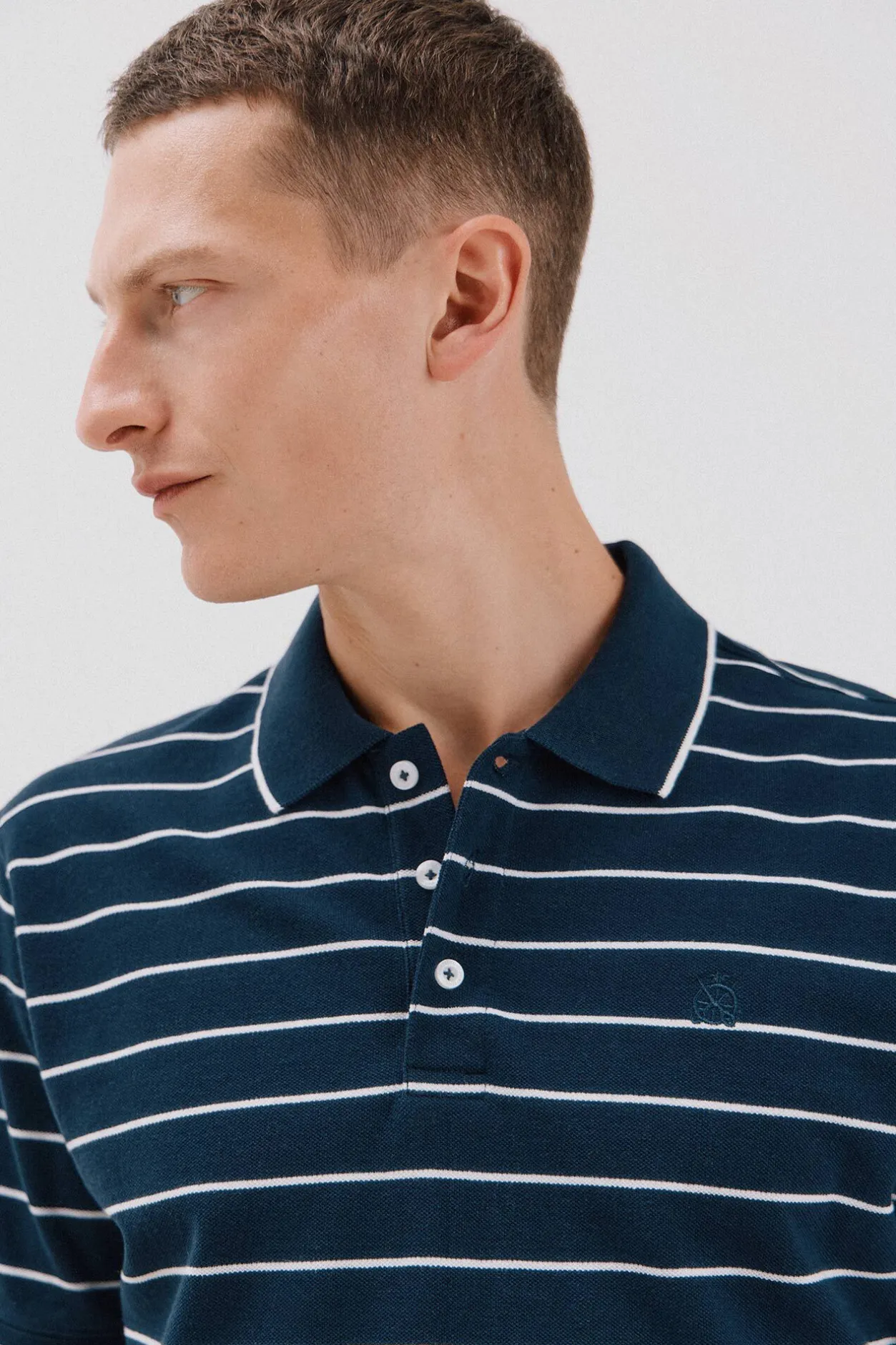 Cortefiel Polo de rayas Azul marino Outlet