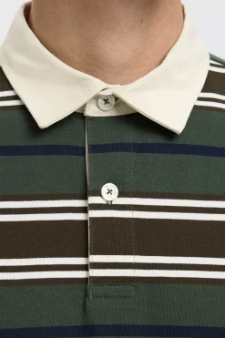 Selected Polo estilo rugby 100% algodón orgánico. Verde oscuro Best