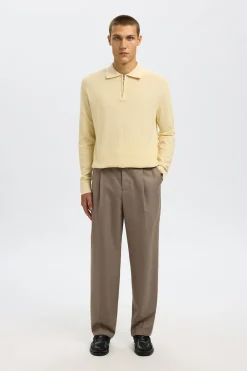 Selected Polo estructura media cremallera Beige Sale