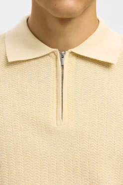 Selected Polo estructura media cremallera Beige Sale