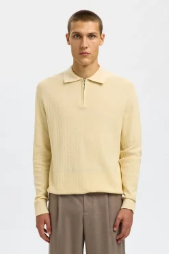 Selected Polo estructura media cremallera Beige Sale