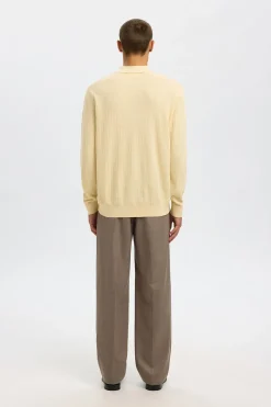 Selected Polo estructura media cremallera Beige Sale