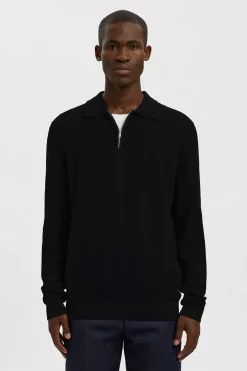 Selected Polo estructura media cremallera Negro Online