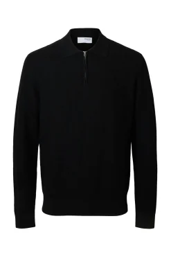 Selected Polo estructura media cremallera Negro Online