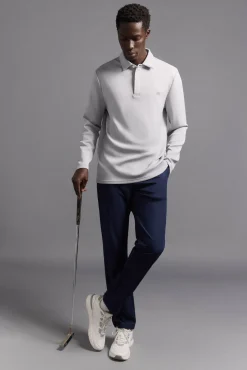 Pedro del Hierro Polo liso manga larga golf Gris